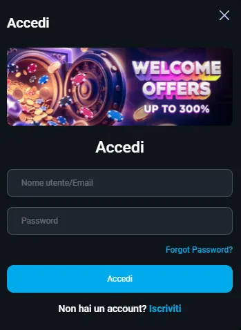 Finestra di MyStake login