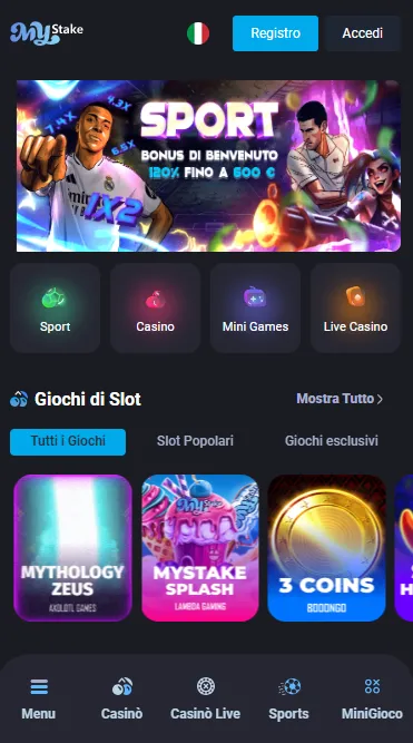 MyStake da browser mobile