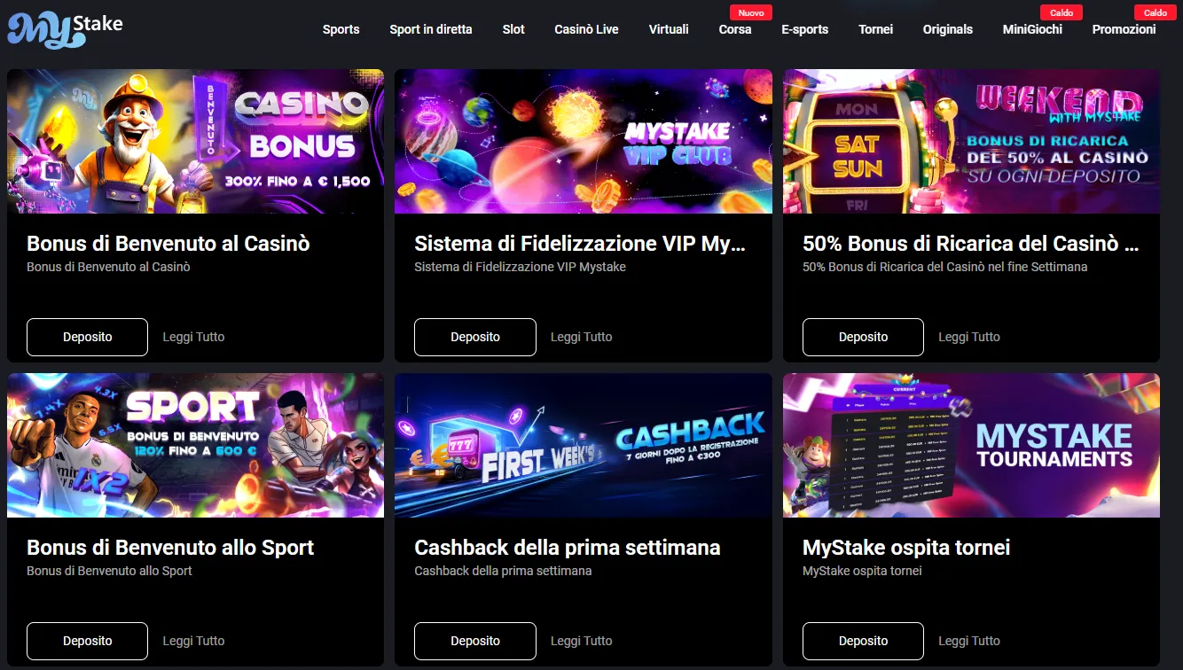 Pagina bonus e promozioni di MyStake